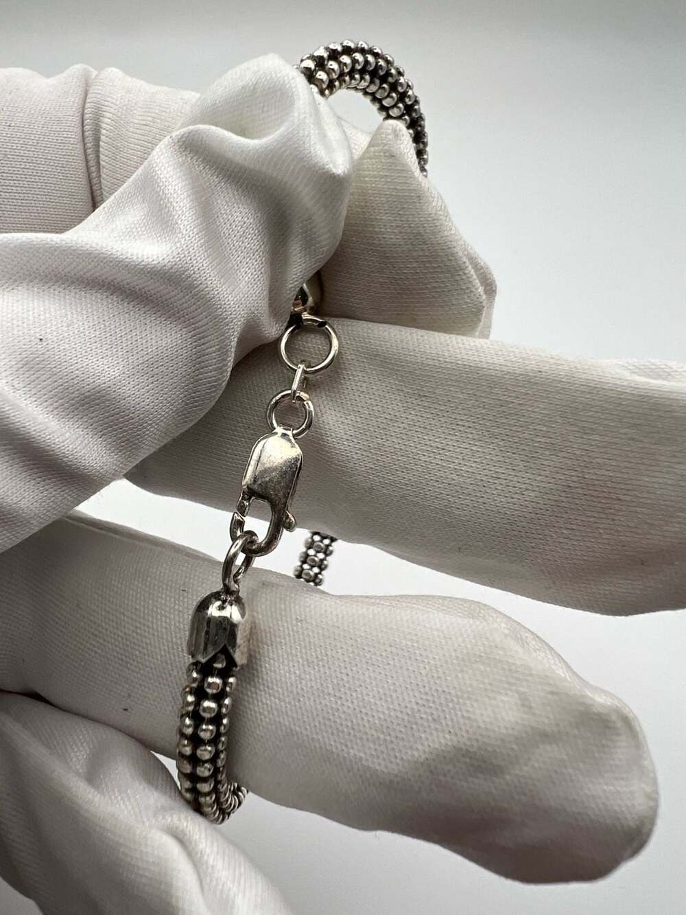 KC Italy 925 Sterling Silver Beaded Mesh Bracelet 7 Inch - Picture 11 of 11